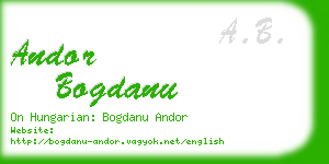 andor bogdanu business card